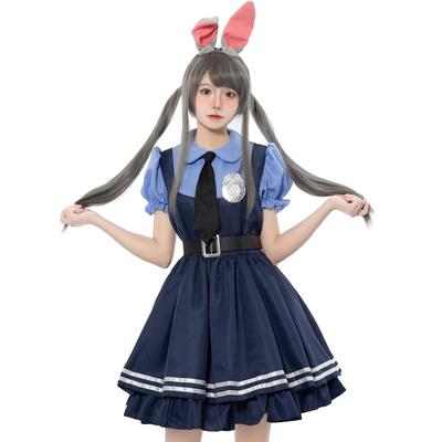 DECEED Halloween Judy et Nick Lapin Mignon Escroc Style Lolita pour Animal Metropolis Ensemble de Police Taille Police Cosplay, Costume, Femmes, Cosplay,