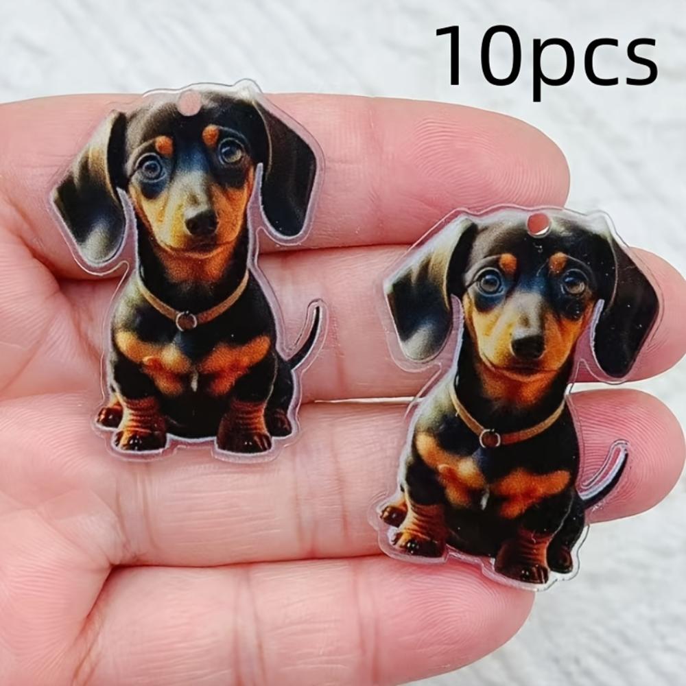 

Очаровательная акриловая плоская 2D подвеска в виде таксы, подвеска с животным, DIY брелок, аксессуары ручной работы, материалы для изготовления бижутерии на тему животных из синтетического камня