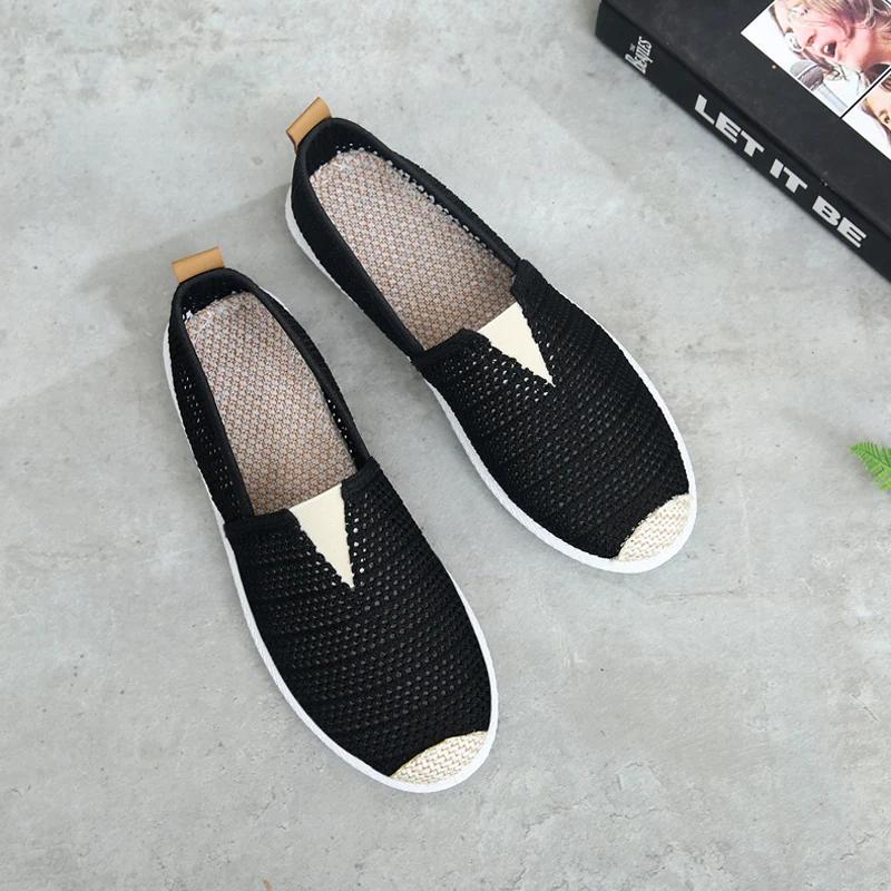 2025 Summer Ladies Casual Comfort Bohemian Slip On Lazy Shoes Female Womens Flat Slip On Canvas Strap Loafers Straw Espadrilles