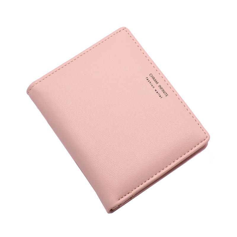 Women's Simple Letter Bifold Short Wallet Thin Solid Color Versatile Credit Card Holder Casual Fashionable Clutch