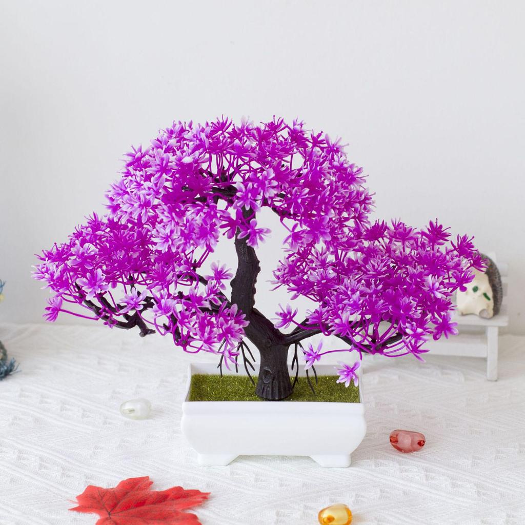 Mini Potted Grass Bonsai: Cherry Snowball Home Decor Ornament