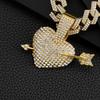 European and American New Personalized Arrow Piercing Pendant Heart-shaped Full Diamond Fashionable Street Hip-hop Diamond Cuban Necklace