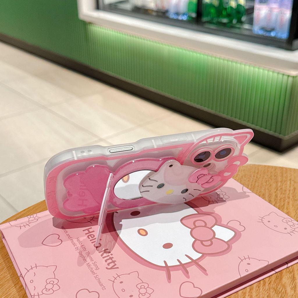 Crossbody Cat iPhone 17 Series Case: Makeup Mirror & Stand Combo