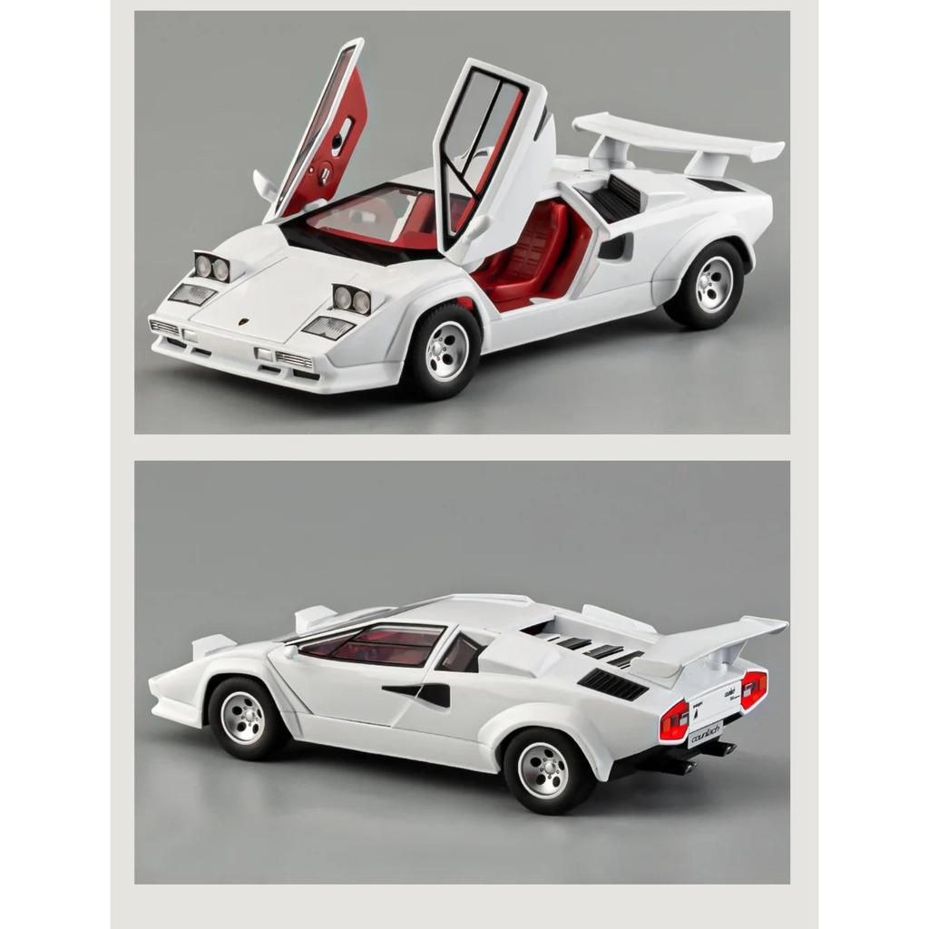 Simulation 1/24 Lambo Countach LP500S Super Sports Car Model Children's Diecast Toy Vehicle Sound and Light Miniature Voiture