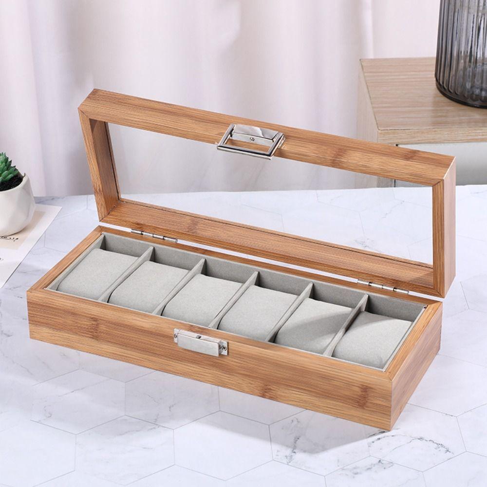 Window Display Watch Storage Box Transparent Lid Wooden Watch Box Watch Storage Case  Men Women