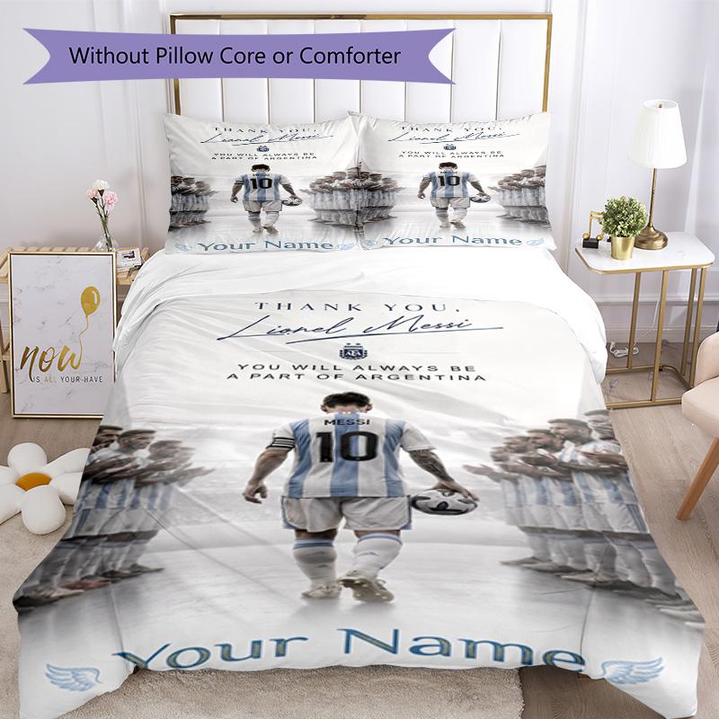 Football Messi Customizable Name Custom Bedding Perfect for Living Rooms Soft Bedding Custom Room Decor Best for Christmas