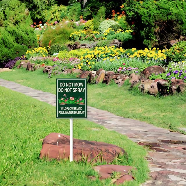 Do Not Mow Sign Do Not Spray Yard Sign Wildflower And Pollinator Habitat Wildflower Lawn Garden Sign 8x12inch Lawn Signs,Rustproof Farm Party Porch