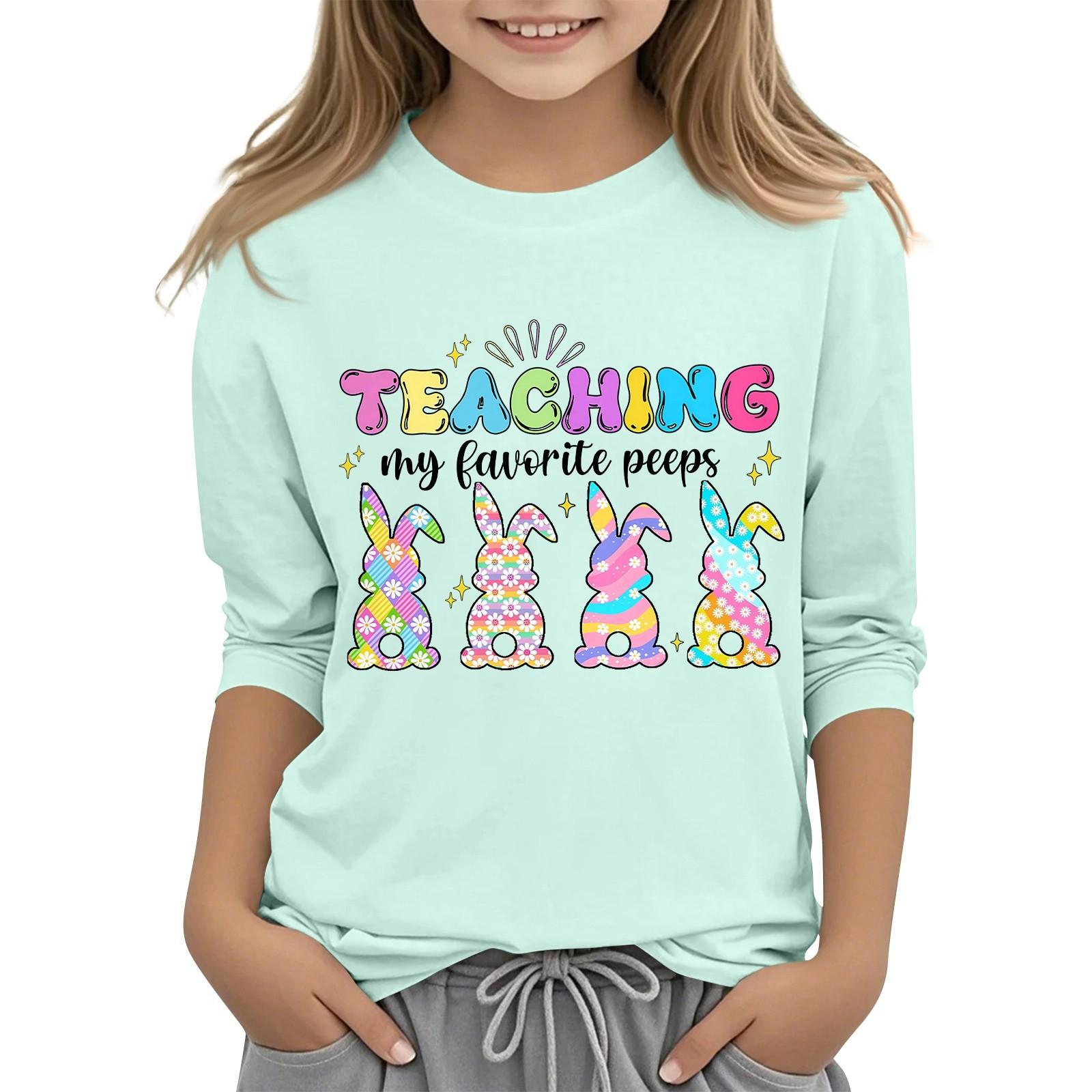 

Повседневная футболка с круглым вырезом и пасхальным принтом, с рукавами 7 точек для детей 130