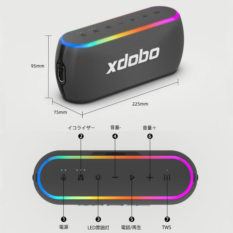 XDOBO X8 III Bluetooth 60W Peak Enhanced DSP Bluetooth Passive Loud Up to 12 Hours of Continuous Mood Wireless Portable Speaker Speaker, Output, Bass,