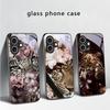 Flower Leopard Shadow For iPhone 17 Air 16 E 15 Plus 14 Pro Max 13 12 Mini 11 5 6 7 8 Plus XR XSMax SE Black Glass Phone Case