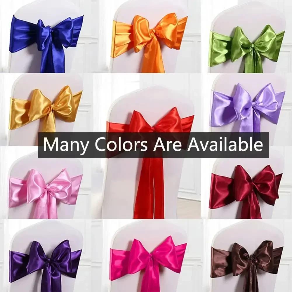 Wedding Decoration Satin Chair Sash Colour Design Bow Tie Birthday Party Festival Hotel Show Shiny Look Luxury Dining Room