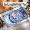 Mermaid Theme Crystal Velvet Floor Rug Personalized Custom Name Text Warm Carpet Home Decoration