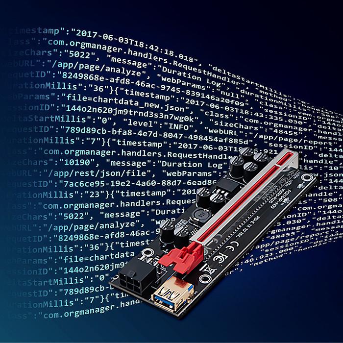 Riser Qoltec PCI-E 1x - 16x | USB 3.0 | ver. 009S Plus | SATA / PCI-E 6 pini