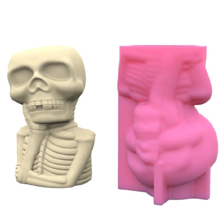 DIY Halloween Skull Man Flower Pot Storage Box Mold for Succulent Plant Decor