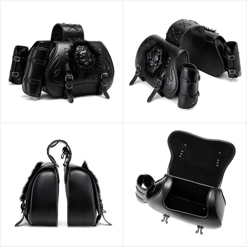 Vintage Harley-Davidson Style Motorcycle Side Saddle Bag PU Leather Large Capacity Rider Accessory Cruiser Bike