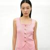 French Retro U-Neck Single-Breasted Sleeveless Slim Vest Solid Color Knitted Vest For Women