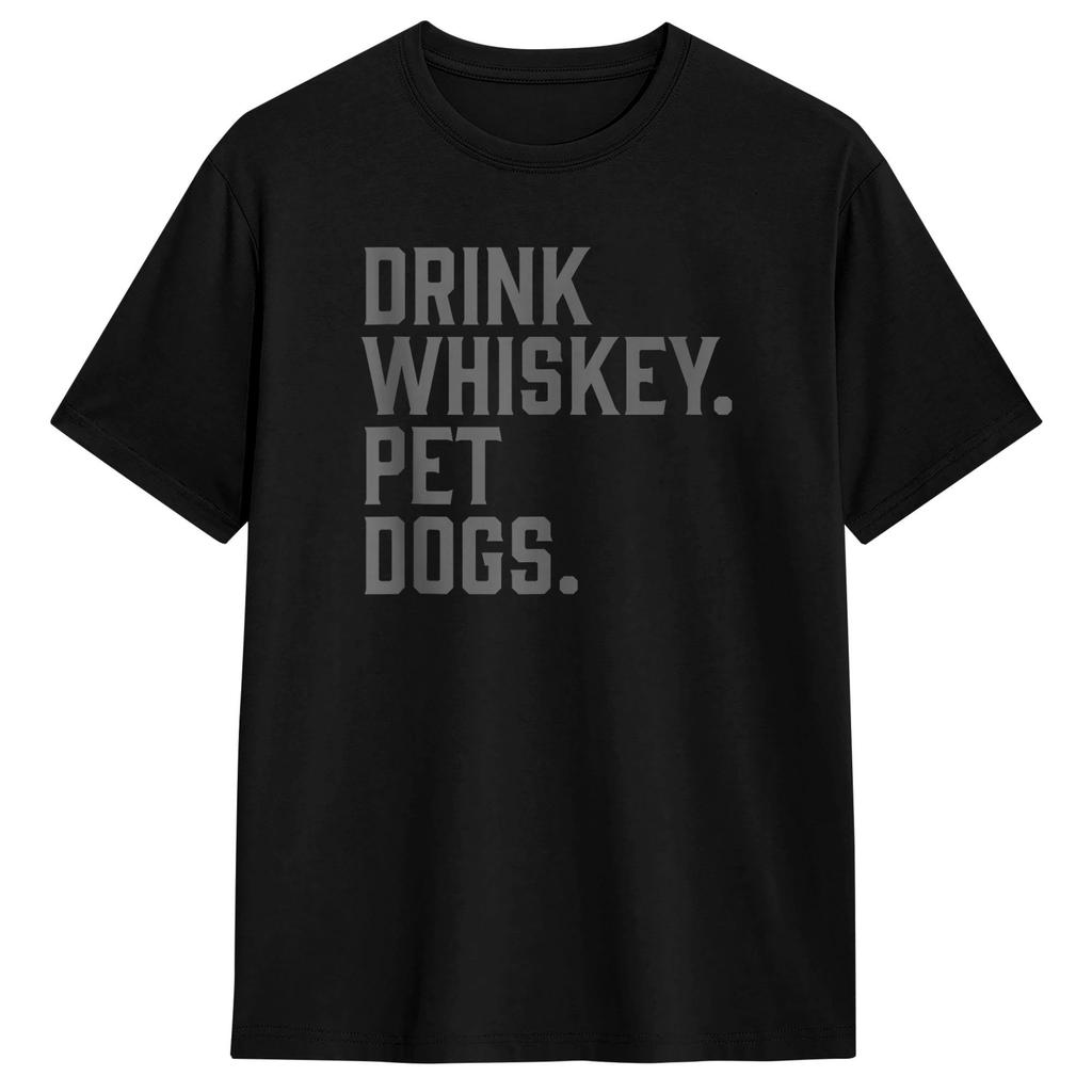 Drink Whiskey Pet Dogs Funny TShirt Unisex Vintage T Shirts Summer ONeck Trendy Cool Tee Shirt Print Oversized Clothes