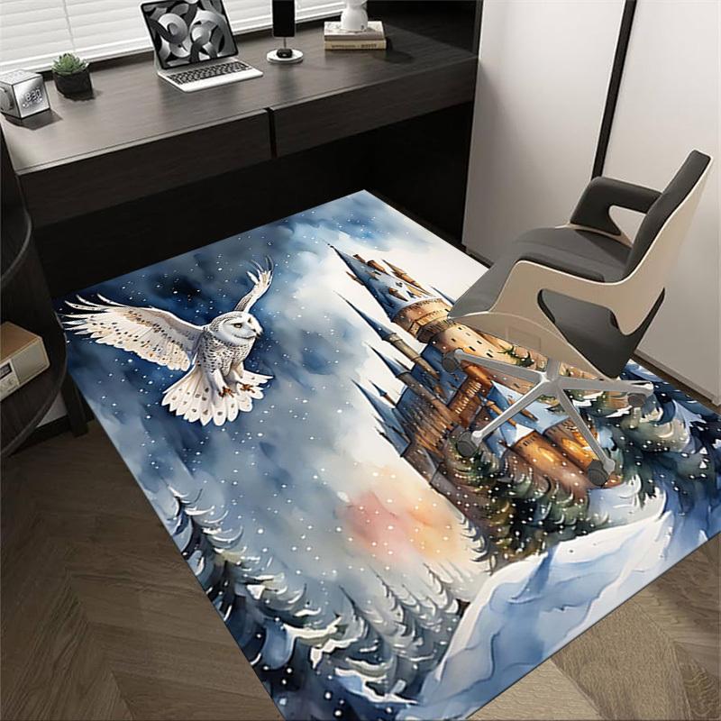 

1PC Hogwarts snowy night Non-Slip Floor Carpet Compatible for Office&Living Room&Bedroom&Dining room - Flat-Weave Machine-W314 60cm by 90cm