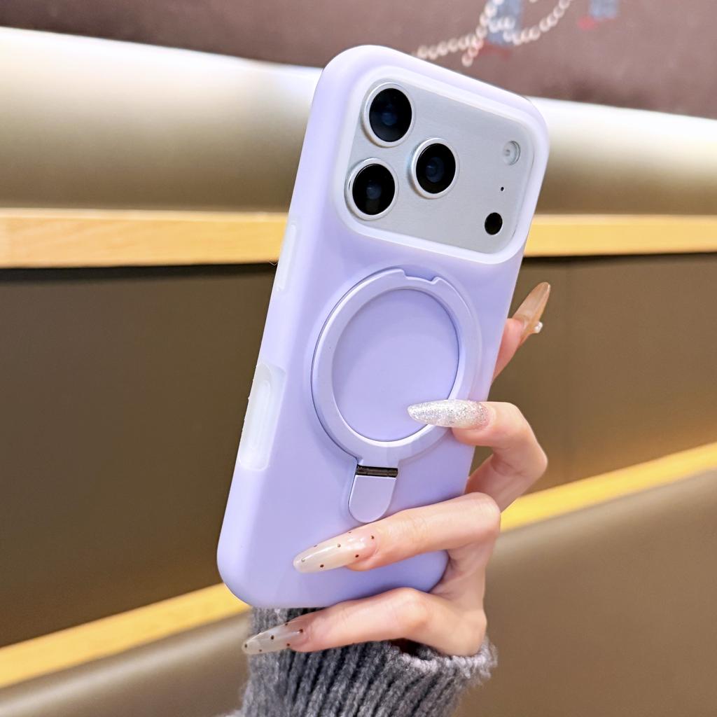 Stand Holder For Magsafe Wireless Charge Kickstand Case For iPhone Air 17 16 15 Pro Max Jelly Neon Silicone Shockproof Cover