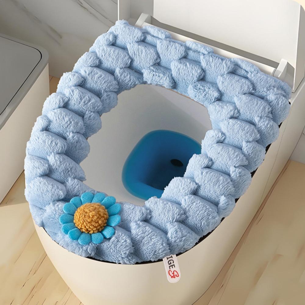 

Потовщена подушка для кришки унітазу, теплий плюшевий чохол для сидіння унітазу, накладки, чохол для сидіння унітазу, побутове приладдя синій