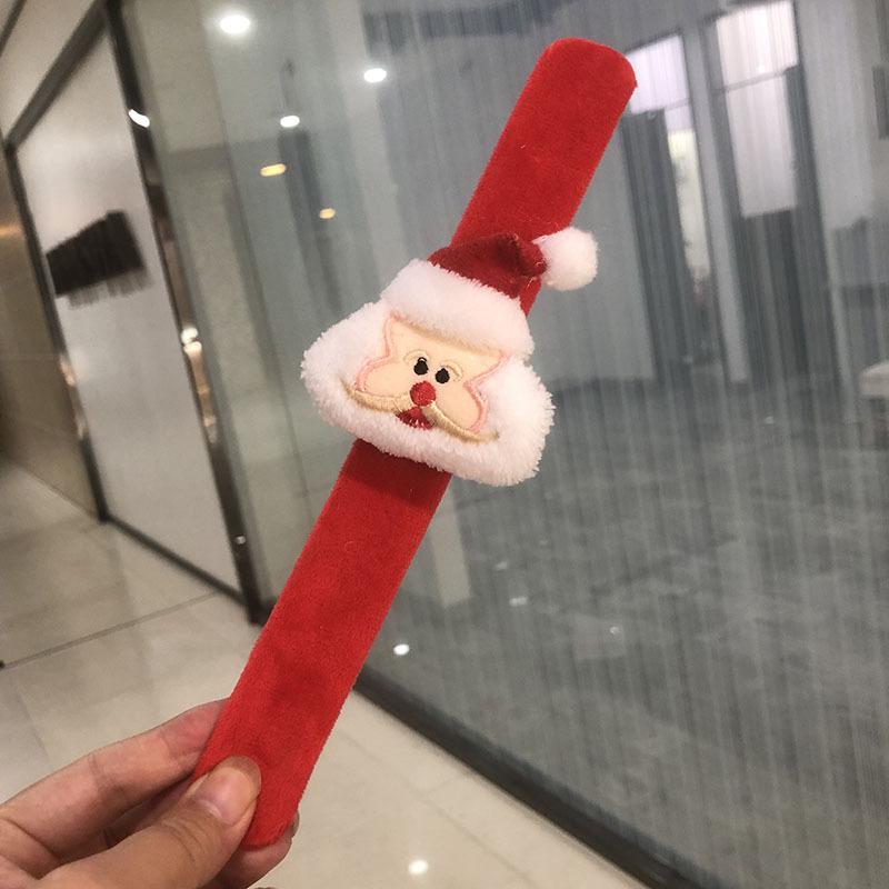Kawaii Christmas Clap Bracelet Cartoon Plush Elk Snowman Papa Circle Funny Kids Wrist Band For Xmas New Year Party Guests Gift