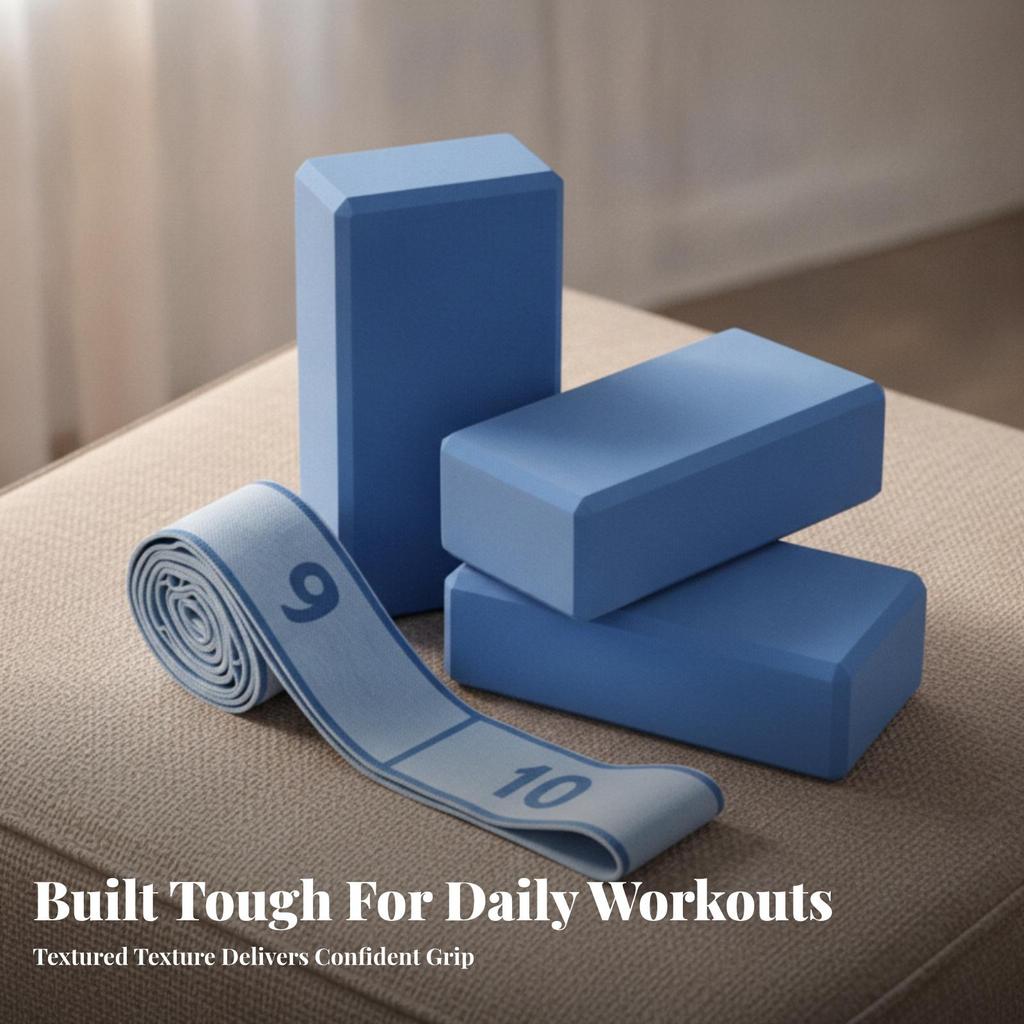Pilates Blocks and Strap Set Non-Slip Brick Numbered for Beginners