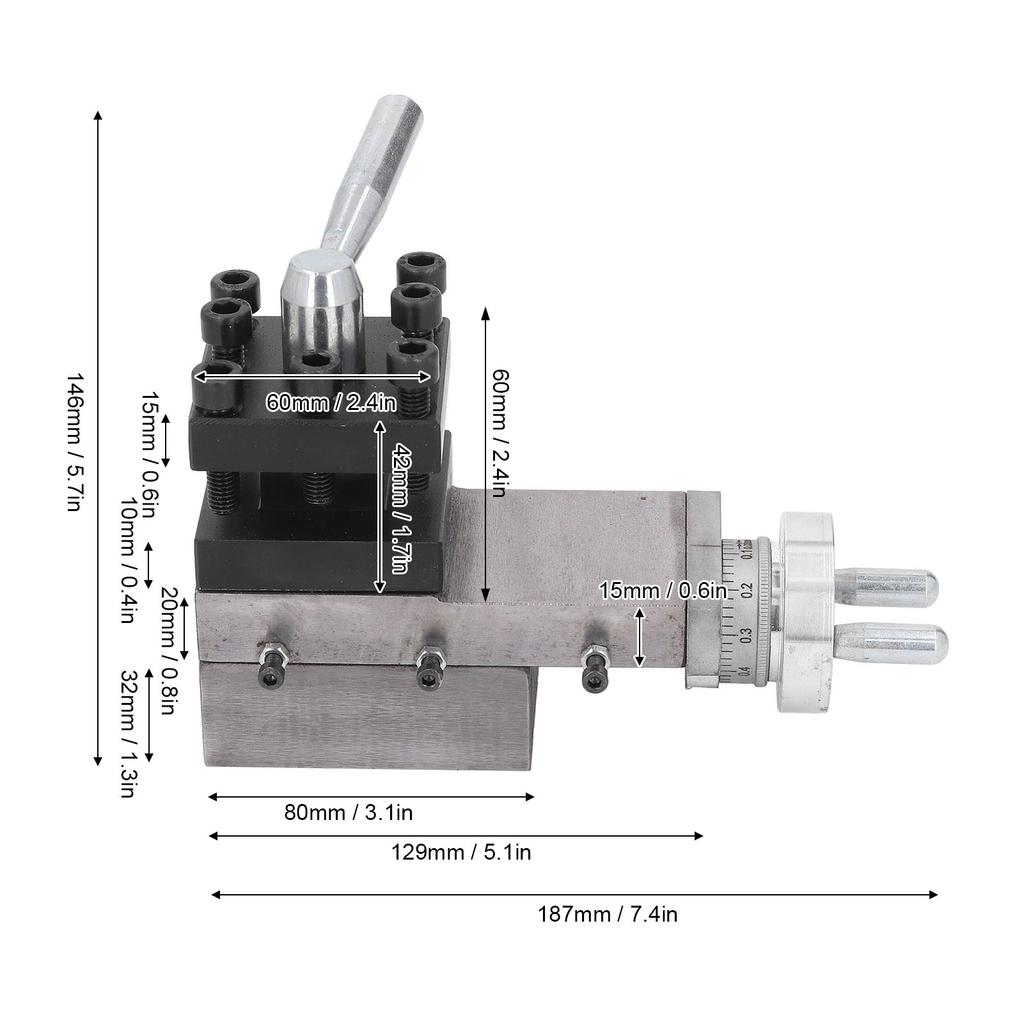 Mini Lathe Tool Holder Vice Clamp 60x60mm Square Slide Compound Tool for MX 210 WM 210 8x16 220x400 220x600 220x750 Lathe