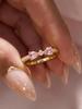 Exquisite Pink Bow-shaped Zircon Gold Ring-stackable Jewelry-ladies Jewelry