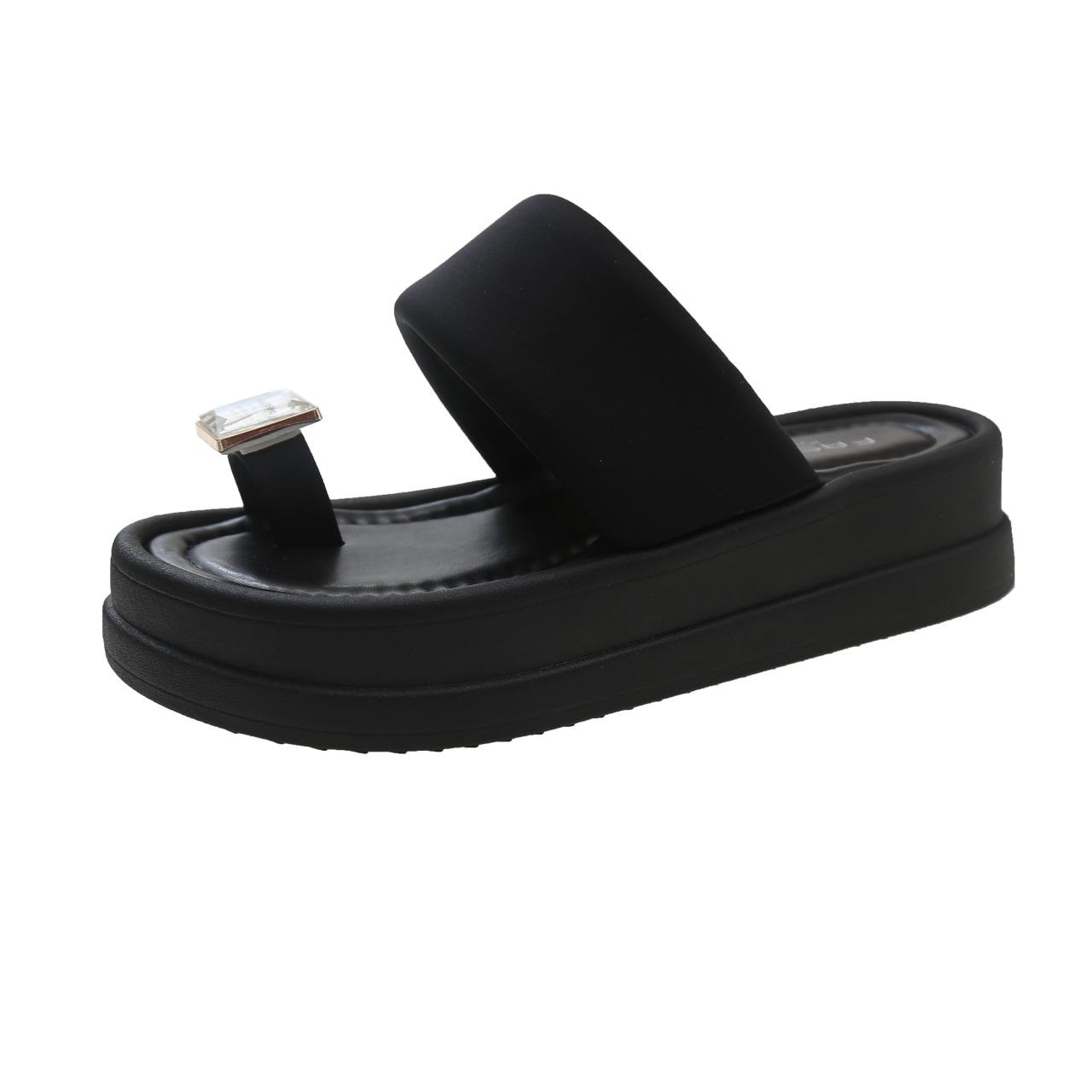 

Легкие сандалии Muffin Bottom для женщин, летняя одежда, новые модные универсальные сетчатые красные толстые нескользящие пляжные шлепанцы 40 чёрный