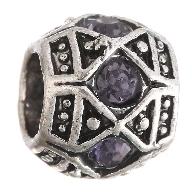

10Pcs/Lot 10mm Micro Pave CZ Beads Round Ball Space Beads Loose Big Hole Bead Charms for Jewelry DIY Bracelet Making Accessories 11mm hole 5mm фіолетовий