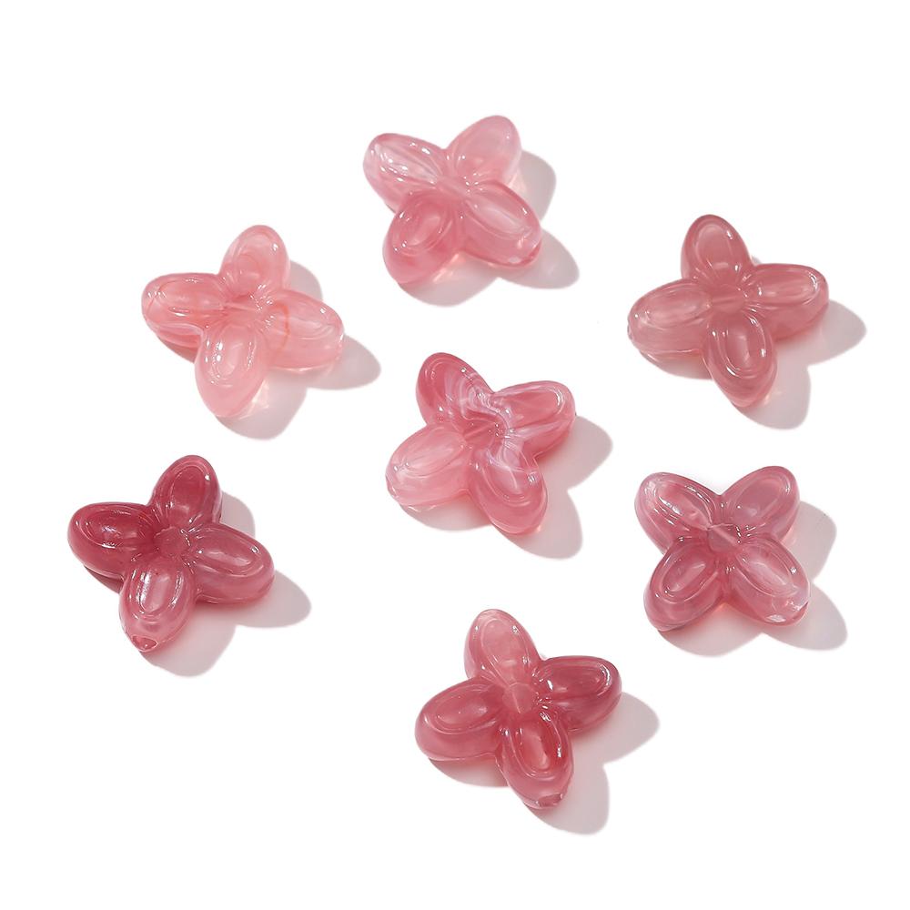 10pcs/Lots Colored Acrylic Flower Shaped Beads Spacer Loose Beads for DIY Necklace Bracelet Phone Chain Jewelry Making Supplies