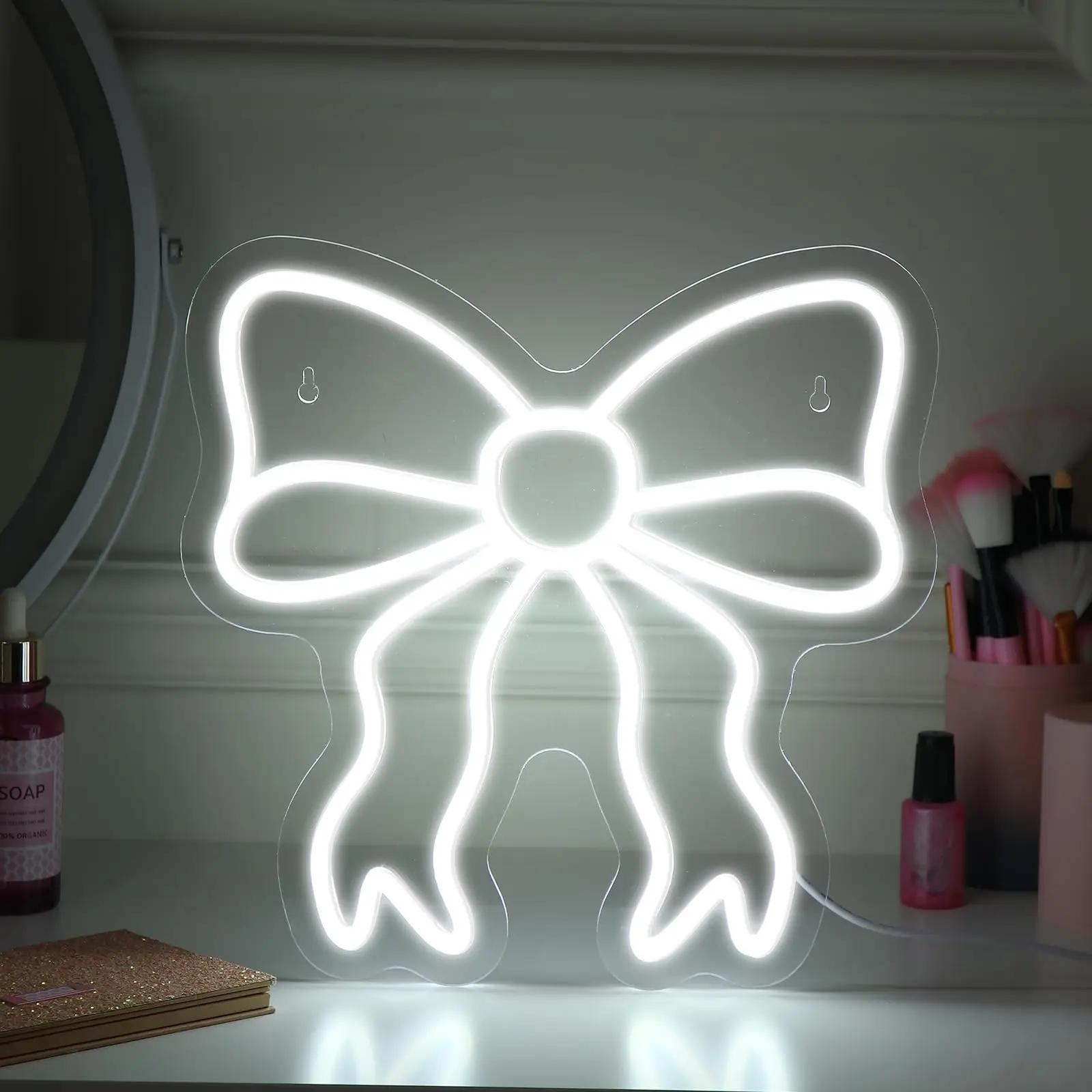 

Bow Neon Sign Led Neon Lights Neon Signs for Wall Decor Light Up Sign for Birthday Party Club Gift