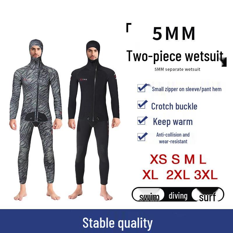 WEZHO Men's 5mm Hooded Spearfishing Wetsuit Top