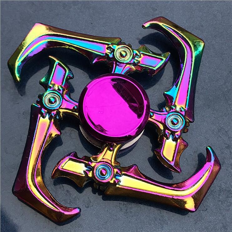 Colorful Zinc Alloy Fidget Spinner: Black Tech Stress-Relief Toy for Students and Kids.