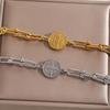 14K St. Bracciale in acciaio inossidabile con Croce di Benedetto, bracciale regolabile con chiusura a fibbia a ferro di cavallo a forma di U, gioiello regalo per uomo e donna