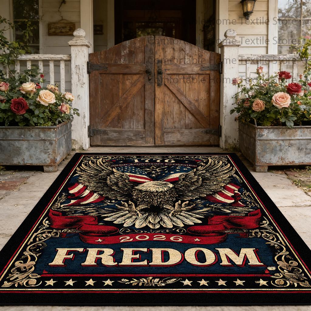 American Retro Patriotic Style Doorway Big Size Rugs Decoration Independence Day Washable Carpet Non-slip Lint-free Floor Mats
