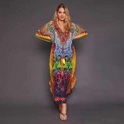 Rochie de plajă de vară, cu uscare rapidă, imprimată boemă, tunică de bumbac, pentru femei, marimea mare, costum de baie, acoperire