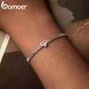 BAMOER Love Heart Bracelets for Women Girls 925 Silver with CZ, White Gold Plated Charm Link Chain Bracelet Jewelry