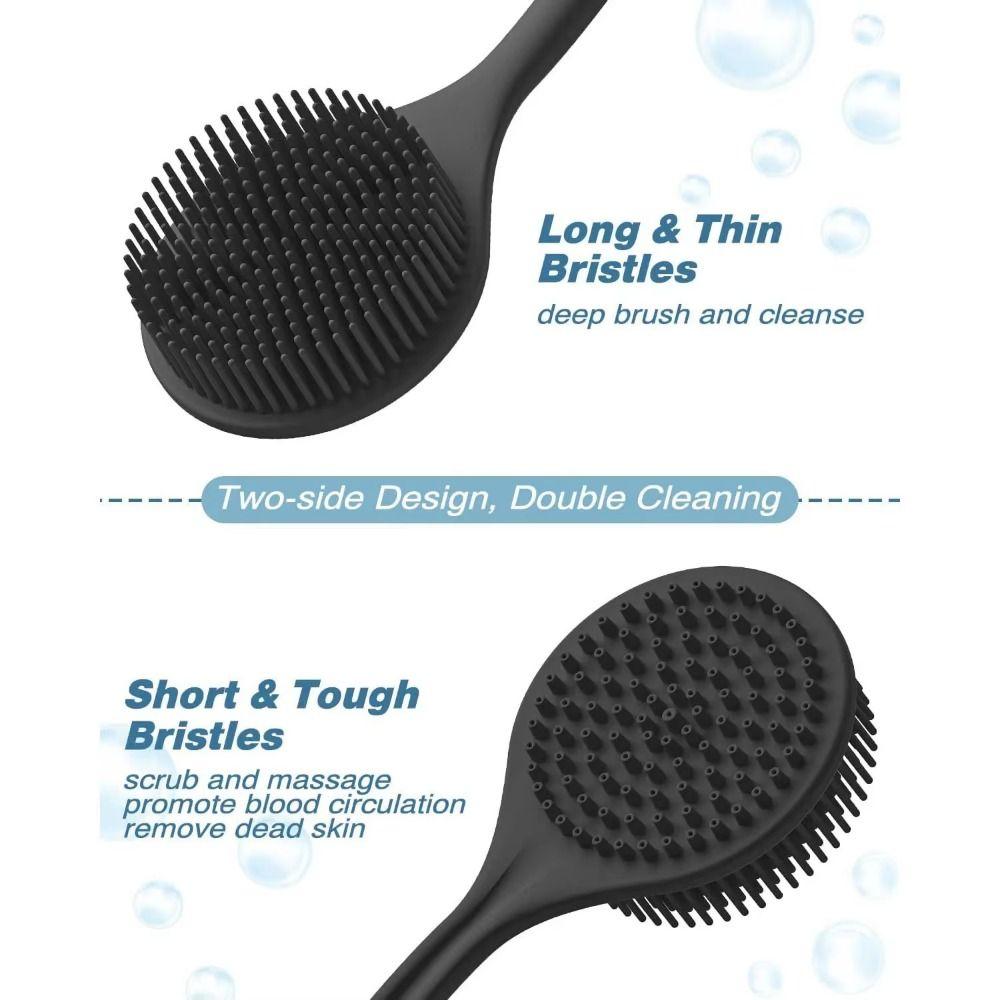 Long Handle Bath Soft Back Brush with Hanging Hole Silicone Exfoliator Tool  Home
