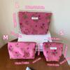 Polyester Canvas Flower Clutch Bag Flower Pattern Zipper Closure Cosmetic Storage Pouch Large Capacity Portable Makeup Bag