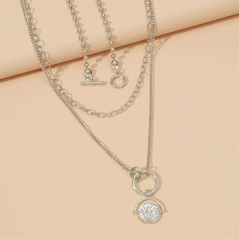 Retro Thai Silver Heart Necklace – Women s Love Heart Hip Hop Patchwork Chain