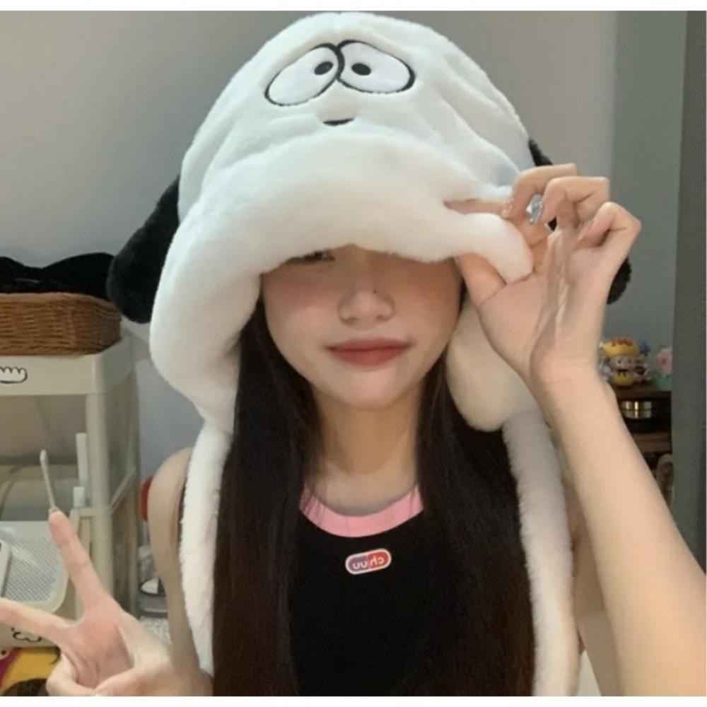 Plush Bear Hat Cute Face Small Windproof Warm Ear Protection Versatile Pullover Hat