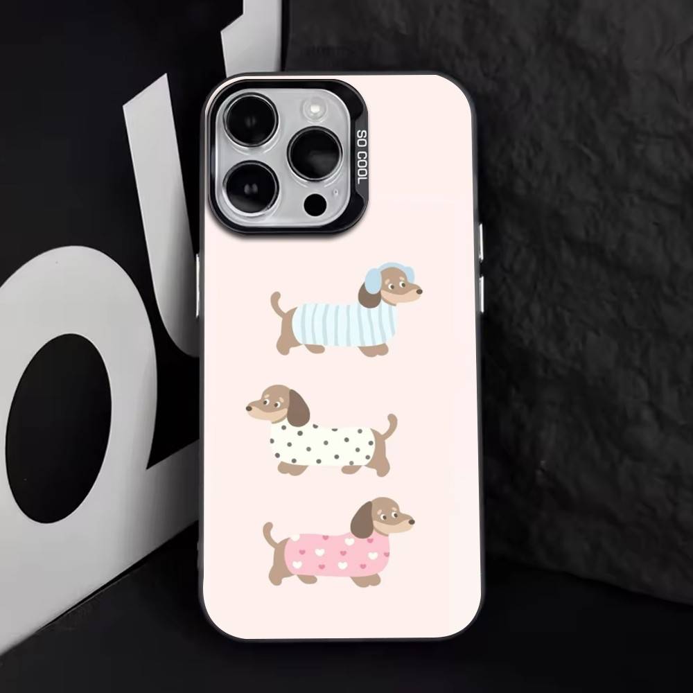 

Sausage Dog Phone Case For iPhone 17,16,15,14,13,12,11 Plus,Pro Max,XS,Colored Silver Plated Inside Cover iPhone13