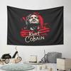 Ein stilisierter Porträt in Rot- und Schwarztönen mit fetter Schrift. Gemusterter Wandteppich für Schlafzimmer und Wohnzimmer Heimdekoration