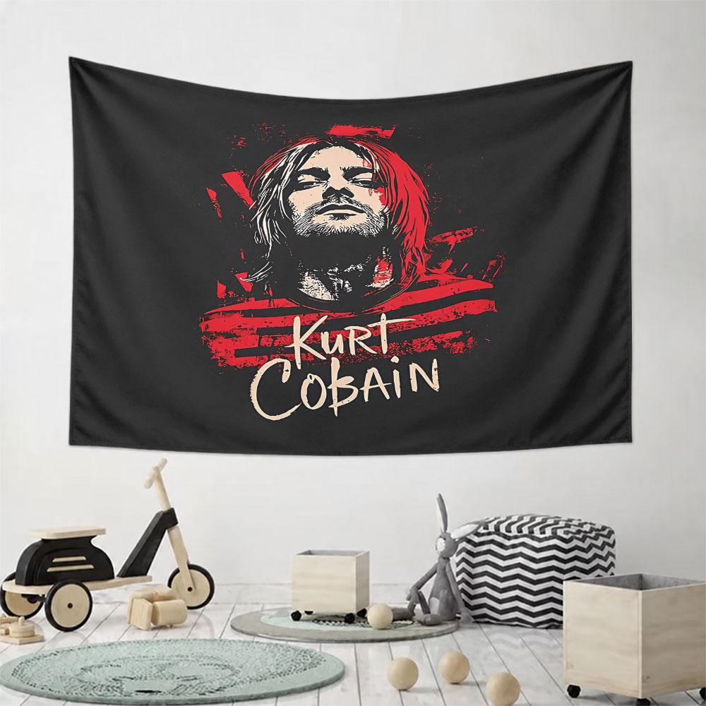 Ein stilisierter Porträt in Rot- und Schwarztönen mit fetter Schrift. Gemusterter Wandteppich für Schlafzimmer und Wohnzimmer Heimdekoration