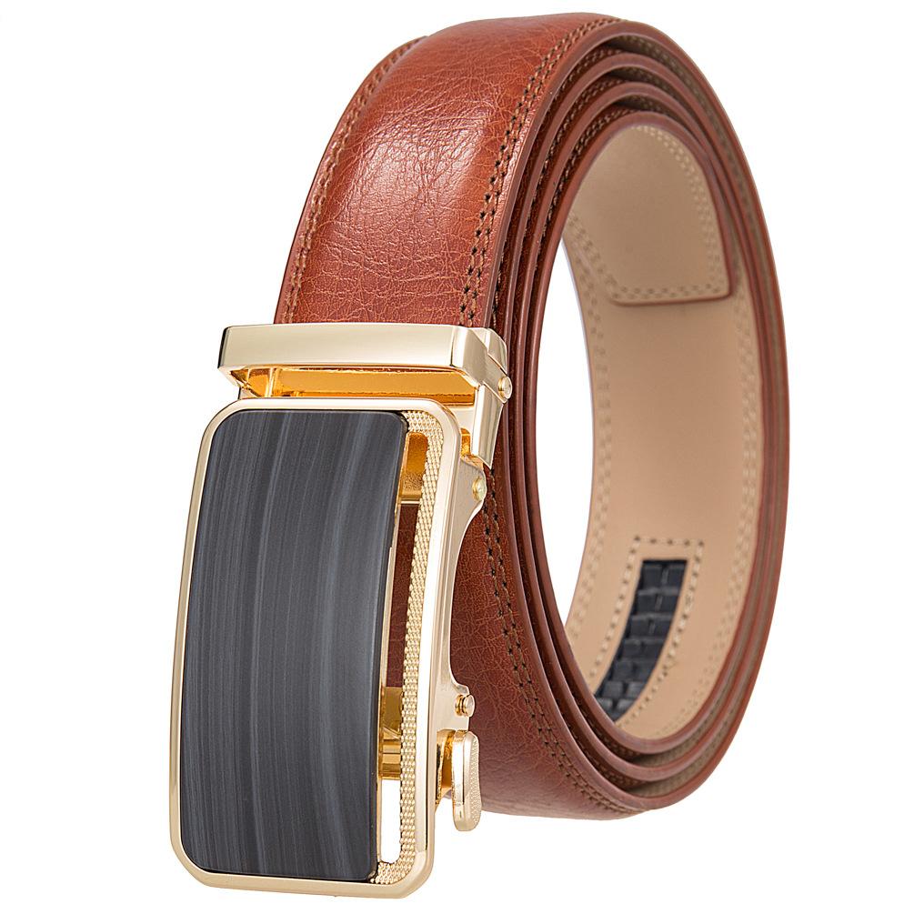 1Pcs Fashion Versatile Business Men'S Belt, Cowhide Belt Automatic Buckle Men'S Belt Ly36-35576-1