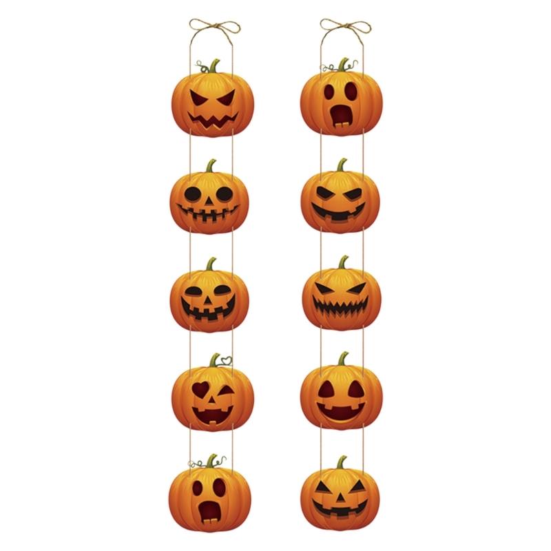 Halloween Entry Sign Set, Two Cardstock Hanging Panels with Grin Face Cutouts for Glass Display, Party Scene, Hall Styling and Room Entry