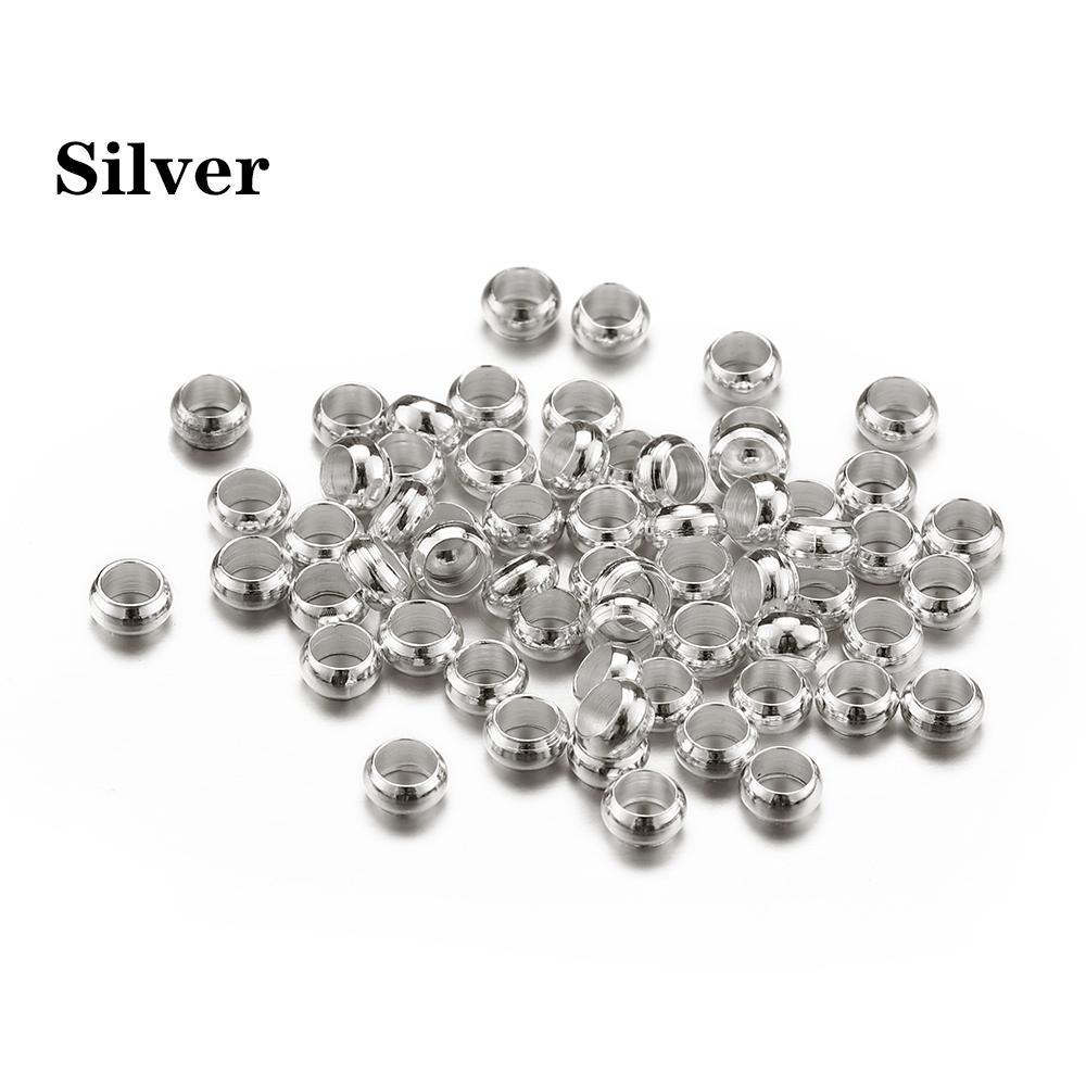 500 Stück Gold Silber Farbe Quetschperlen Kupfer Kugelstopper Abstandshalter Endkappen für Armband Halskette DIY Schmuckherstellung Zubehör