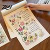 Aesthetic Wall Hanging Decor 2027 Calendar with Wind And Flower Illustrations, Hand-Painted Retro Linen Hand Painted Texture Paper, 12 Month