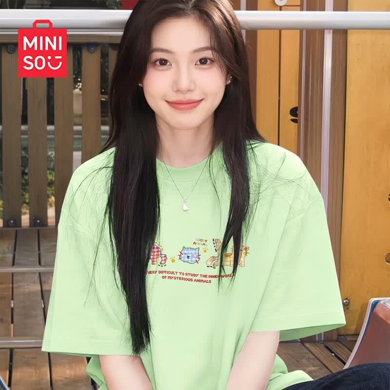 MINISO Women's 2026 Summer Cotton Relaxed Fit T-shirt